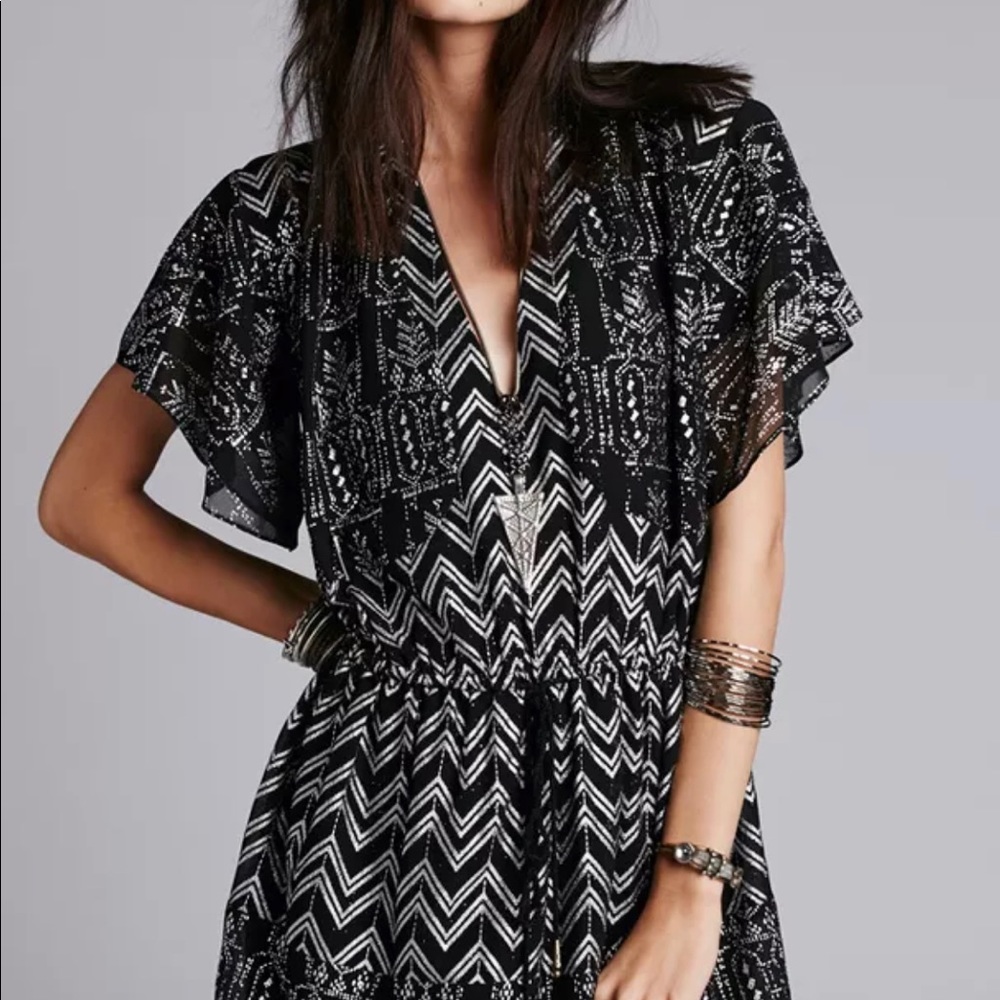 Free People Black and Gold Tribal Dress